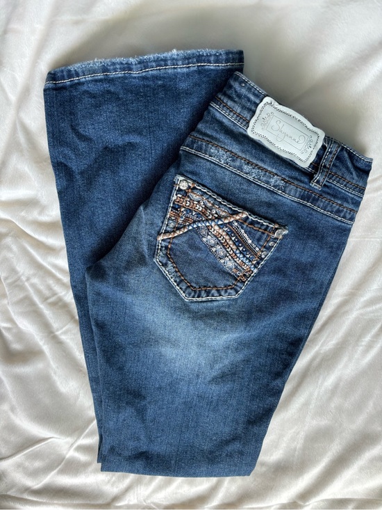 Shyanne Denim - Shyanne Women's Blue Embroidered Rhinestone Shy Bootcut Jeans Sz:28x30